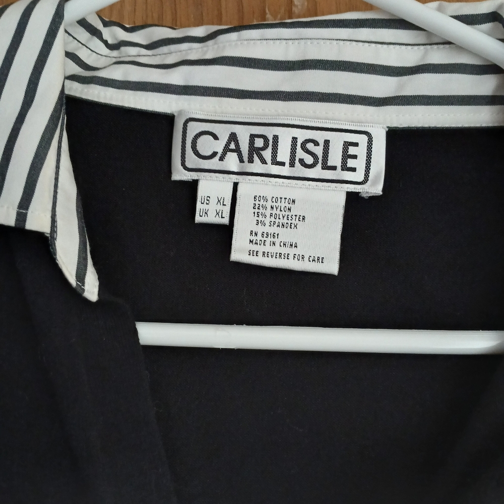 Carlisle Black Blouse with Striped Accents - Picture 2 of 4